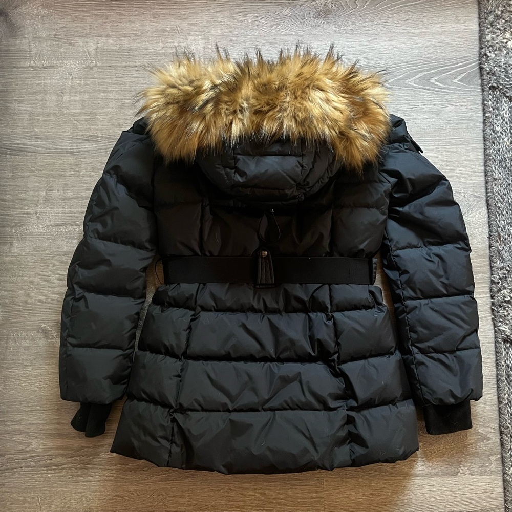NWOT SAKS 5th-S13 New York, 3/4 Puffer Down Faux Fur Hood, Belt - Picture 3 of 16